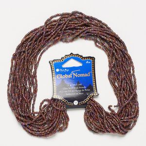 Seed bead, glass, pkg/(18)14inch, #10, opaque rainbow brown.