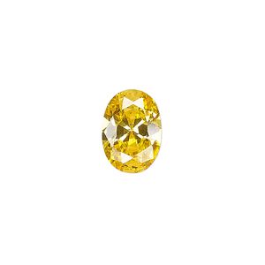 Gem, cubic zirconia, topaz gold, 7x5mm faceted oval, Mohs hardness 8-1/2. Sold per pkg of 2.