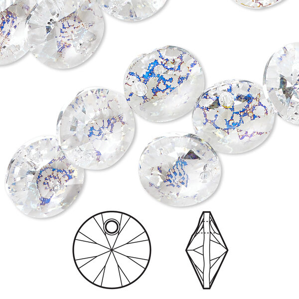 Drop 12pk crystal white patina, Crystal Passions® 12mm pendant mini disk 6428 image number 0