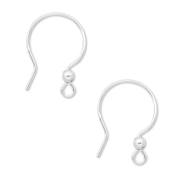 Ear wire, sterling silver-filled, 22mm French hook with 3mm ball and open loop, 20 gauge. Sold per pkg of 5 pairs. image number 0