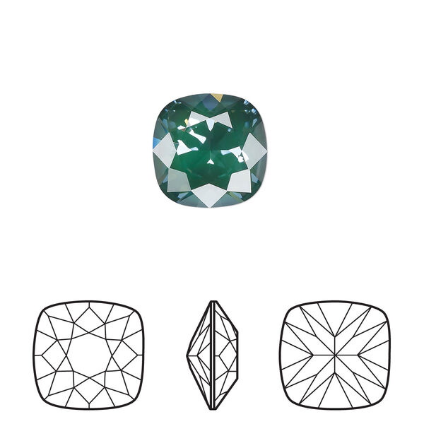 Fancy stone 1pk crystal pine green ignite LacquerPRO, Crystal Passions® 12mm cushion 4470 image number 0