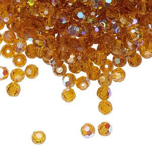Bead 144pk topaz AB, Preciosa Czech crystal 4mm round