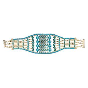 Bracelet, One of a Kind Jewelry, crystal, blue and green, 7 inches. Only one available.