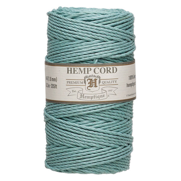 Cord, Hemptique®, polished hemp, light blue, 1.8mm, 48-pound test. Sold per 205-foot spool. image number 0