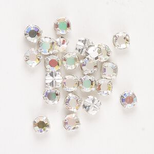 Bead 24pk rose montees crystal AB silver finish, vintage Preciosa Czech crystal 4.6-4.8mm round SS20