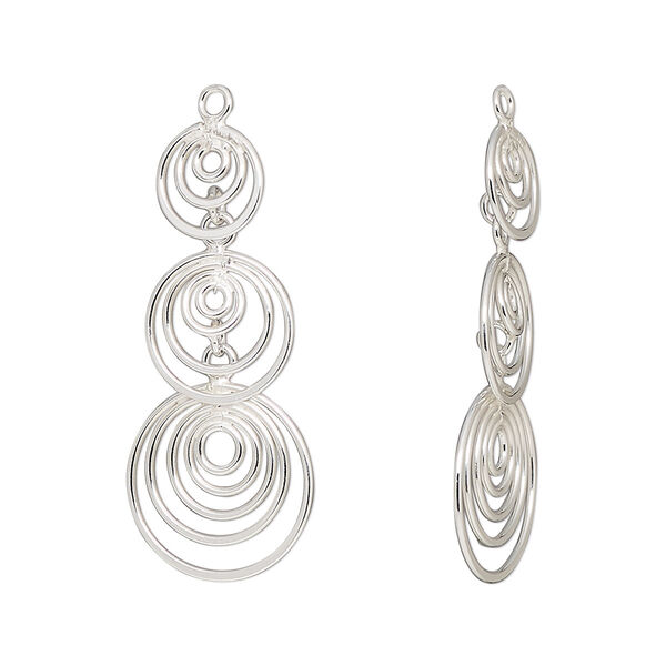 Focal, sterling silver, 30x13mm 3-tier. Sold individually. image number 0