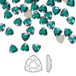 Flat back 288pk emerald foil back, Swarovski® 5mm trilliant 2472