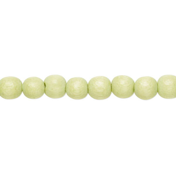 Bead, Taiwanese cheesewood (dyed / waxed), lime green, 5-6mm round. Sold per pkg of (2) 15-1/2" to 16" strands. image number 0