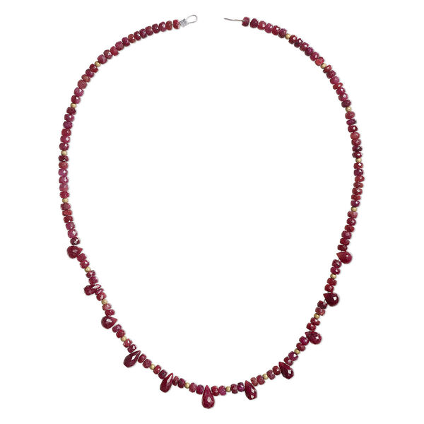 Ruby / sterling silver 1pkg1, faceted teardrop / faceted rondelle / round bead necklace base gold-plated 16 inch mixed sizes image number 0