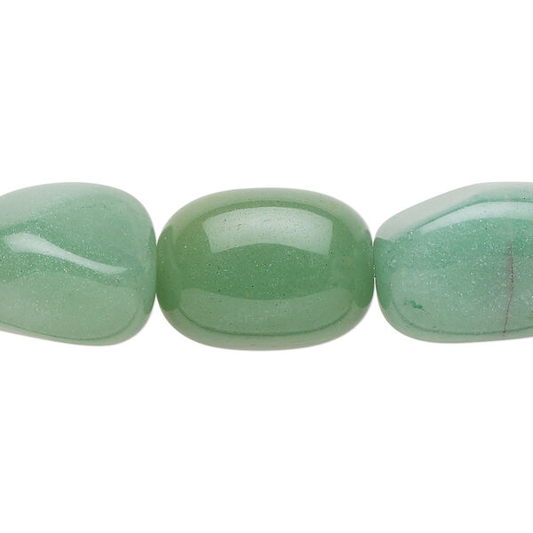 Bead 1pkg1 green aventurine, tumbled nugget B grade, 15.5-16 inch natural light to medium image number 0