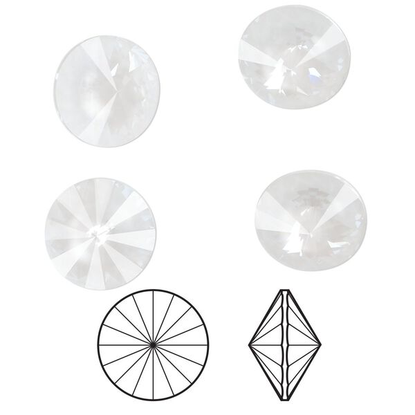 Chaton 144pk crystal electric white ignite LacquerPRO, Swarovski® 12mm rivoli 1122 image number 0