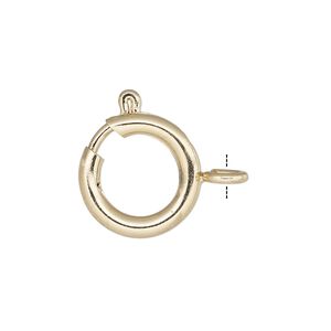 Springring 1pkg10, 14mm, gold-finished brass clasp 1-strand