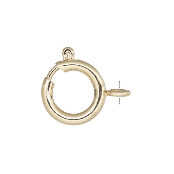 Clasp, springring, gold-finished brass, 14mm. Sold per pkg of 10. image number 0