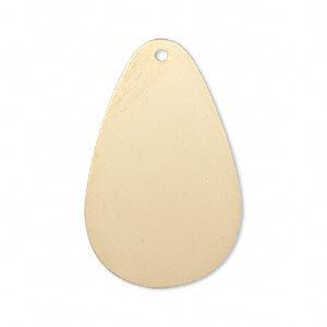 Focal, gold-finished brass, 34x20mm double-sided top-drilled teardrop. Sold per pkg of 6.