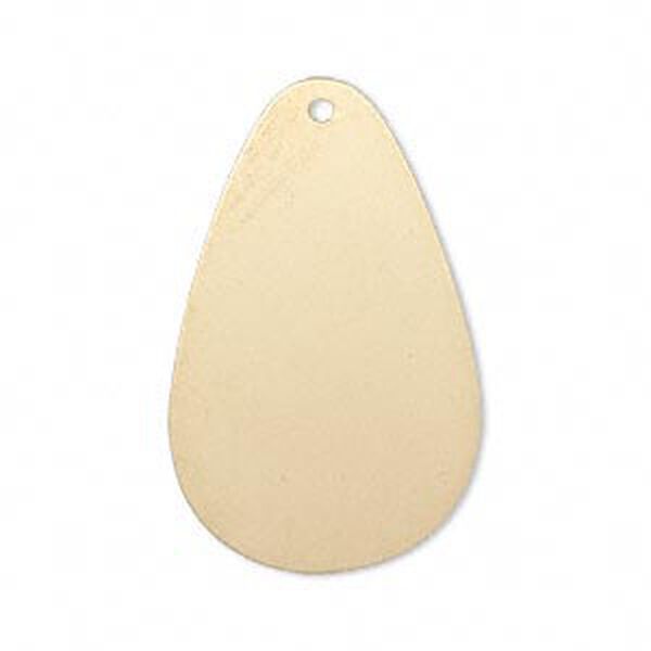 Focal, gold-finished brass, 34x20mm double-sided top-drilled teardrop. Sold per pkg of 6. image number 0