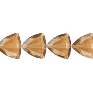 Golden quartz 1pkg10, hand-cut faceted triangle bead 12mm