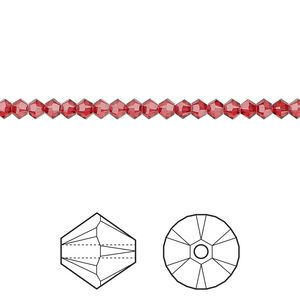 Bead 1440pk scarlet, Swarovski® 3mm XILION bicone 5328