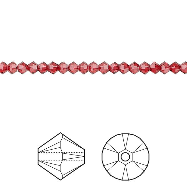 Bead 1440pk scarlet, Swarovski® 3mm XILION bicone 5328 image number 0