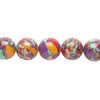 Bead, resin, multicolored, 10mm round with mosaic design. Sold per 15-1/2" to 16" strand. image number 0