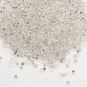 Seed bead, Delica®, glass, pkg/250g, #11 round, transparent silver-lined crystal clear (DB-0041).