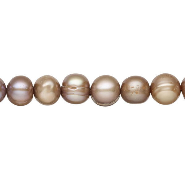 Freshwater pearl 1pkg1, semi-round, 15 inch satin beige 7-8mm cultured image number 0