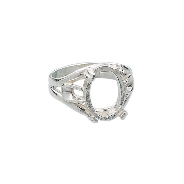 Ring, sterling silver, 14x10mm 4-prong oval setting, size 7. Sold individually. image number 0