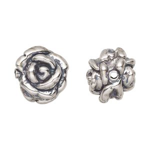 Bead, JBB Findings, sterling silver, electroformed, 16x14mm rose. Sold individually.
