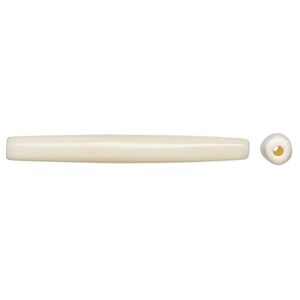 Bead, bone (bleached), white, 50x5mm-50x8mm hand-cut hairpipe, Mohs hardness 2-1/2. Sold per pkg of 24.