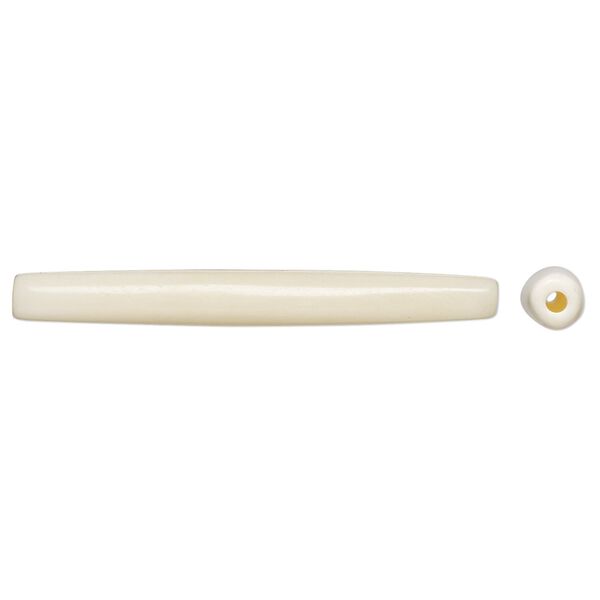 Bead, bone (bleached), white, 50x5mm-50x8mm hand-cut hairpipe, Mohs hardness 2-1/2. Sold per pkg of 24. image number 0