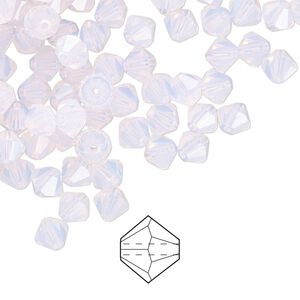 Bead 24pk rose opal, Preciosa Czech crystal 5mm bicone