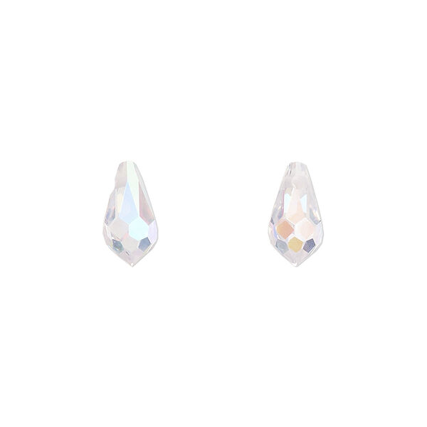 Drop, cubic zirconia, clear AB, 11x5.5mm hand-drilled faceted teardrop, Mohs hardness 8-1/2. Sold individually. image number 0