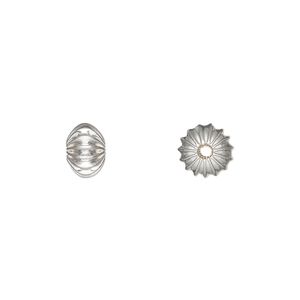 Bead, silver-plated brass, 8x5.5mm corrugated rondelle. Sold per pkg of 20.