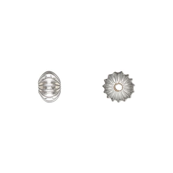 Bead, silver-plated brass, 8x5.5mm corrugated rondelle. Sold per pkg of 20. image number 0