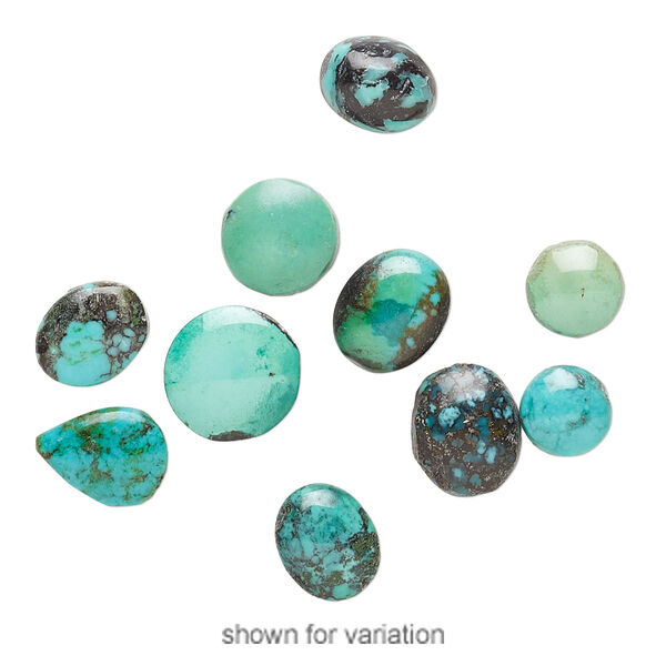 Magnesite / turquoise 1pkg10, non-calibrated freeform cab mix 6mm-25x16mm image number 1
