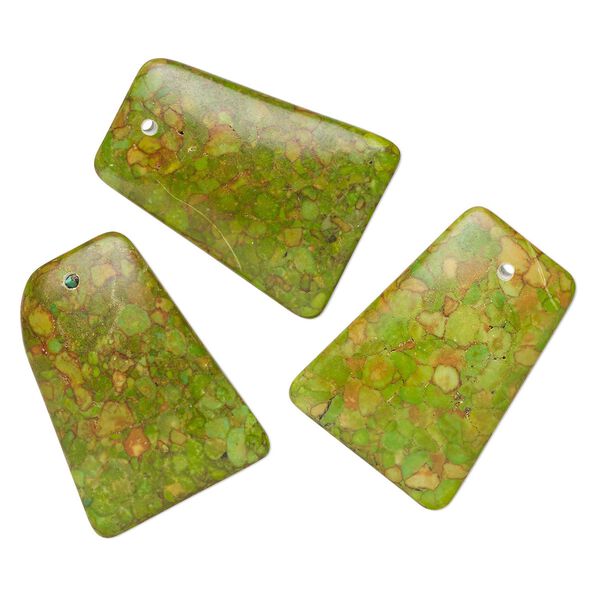 Mosaic "turquoise" (magnesite) 1pkg3, puffed trapezoid focal 40x29mm image number 0