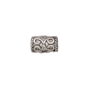 Bead, pewter (tin-based alloy), pkg/1, antiqued, 13x9mm tube with rope edge.