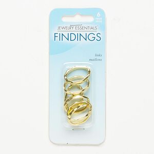 Component, gold-finished "pewter" (zinc-based alloy), 22x15mm hammered open oval. Sold per pkg of 6.