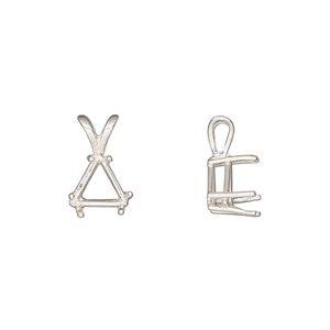 Pendant, Sure-Set™, sterling silver, 8mm with 6-prong triangle basket setting. Sold individually.