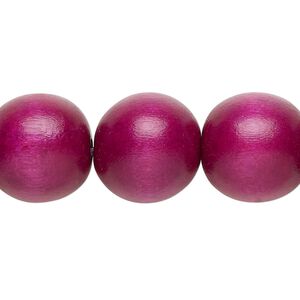 Bead, Taiwanese cheesewood (dyed / waxed), dark purple, 15-16mm round. Sold per 15-1/2" to 16" strand.