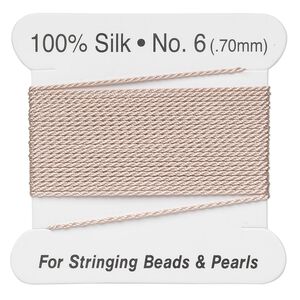 Thread, silk, light pink, size #6. Sold per 2-meter card.