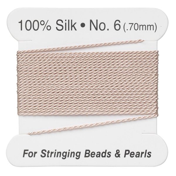 Thread, silk, light pink, size #6. Sold per 2-meter card. image number 0