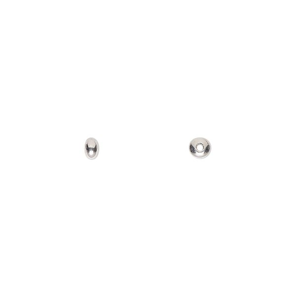 Bead, sterling silver, 3x2mm smooth saucer. Sold per pkg of 50. image number 0