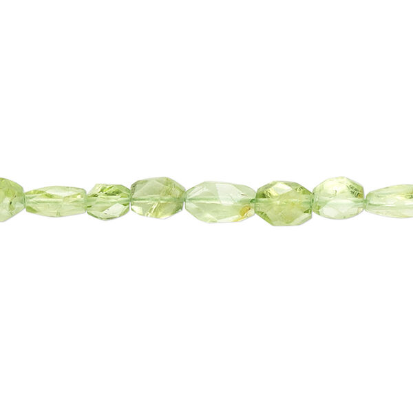 Bead, peridot (natural), 6x4mm hand-cut faceted oval, B- grade, Mohs hardness 6-1/2 to 7. Sold per 15-1/2" to 16" strand. image number 0