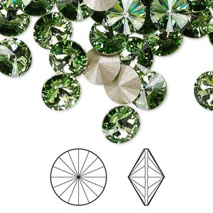 Chaton 48pk peridot foil back, Crystal Passions® 8.16-8.41mm rivoli SS39 1122