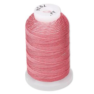 Thread, Purely Silk™, 3-ply, coral, size FF. Sold per 115-yard spool.