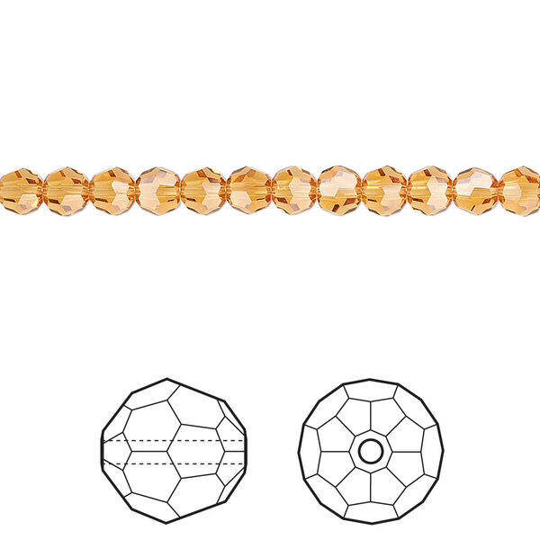 Bead 12pk topaz, Crystal Passions® 4mm round 5000 image number 0