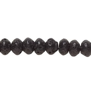 Black lava 1pkg10, saucer bead 8x5mm
