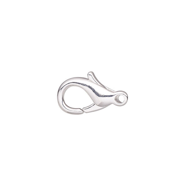 Clasp, lobster claw, silver-plated brass, 14x9mm. Sold per pkg of 10. image number 0