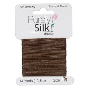 Thread, Purely Silk™, chestnut, size FFF. Sold per 14-yard card.