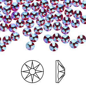 Flat back 144pk hyacinth shimmer foil back, Crystal Passions® 3.8-4mm rose round SS16 2088